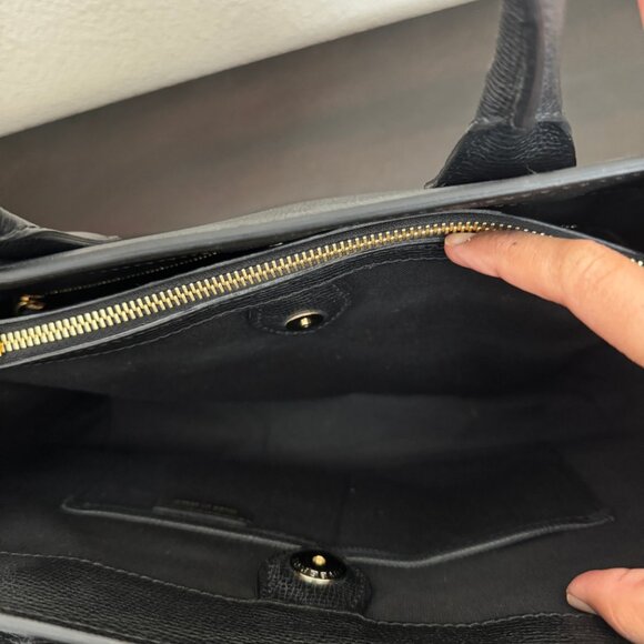 Burberry Banner House Check Derby Leather Medium Tote w/ Strap Authentic - Black - Picture 10 of 16